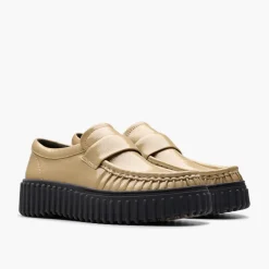 Clarks Damen Torhill Mokassins Schuhe Beige Patent