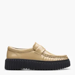 Clarks Damen Torhill Mokassins Schuhe Beige Patent