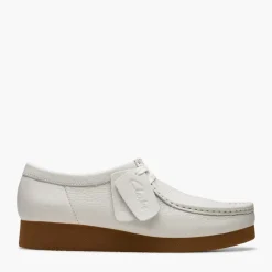 Clarks Damen Wallabee EVO Schuhe Off White Leather