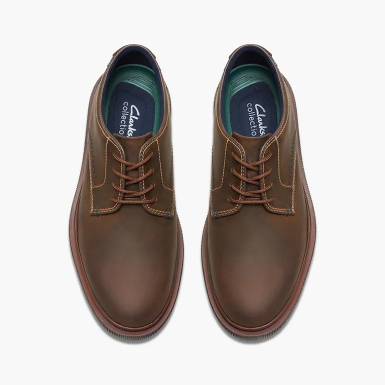Clarks Herren Burchill Derby Schuhe Beeswax Leather