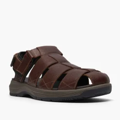 Clarks Herren Guideview Cove Fischer Sandalen Dark Brown Leather