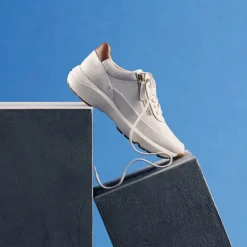 Clarks Premium Damen Tivoli Reisverschluss Seitlich Sneaker 1238 Off White Lea