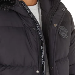 Closure London Herren Pelz Kapuze Steppjacke Schwarz