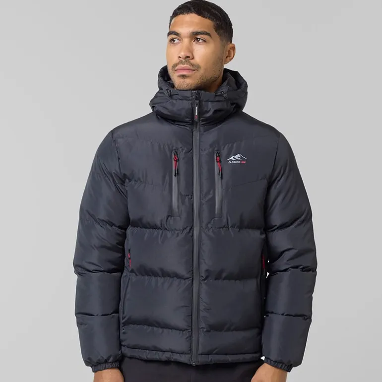 Closure London Herren Tech Logo Puffer Jacke Schwarz