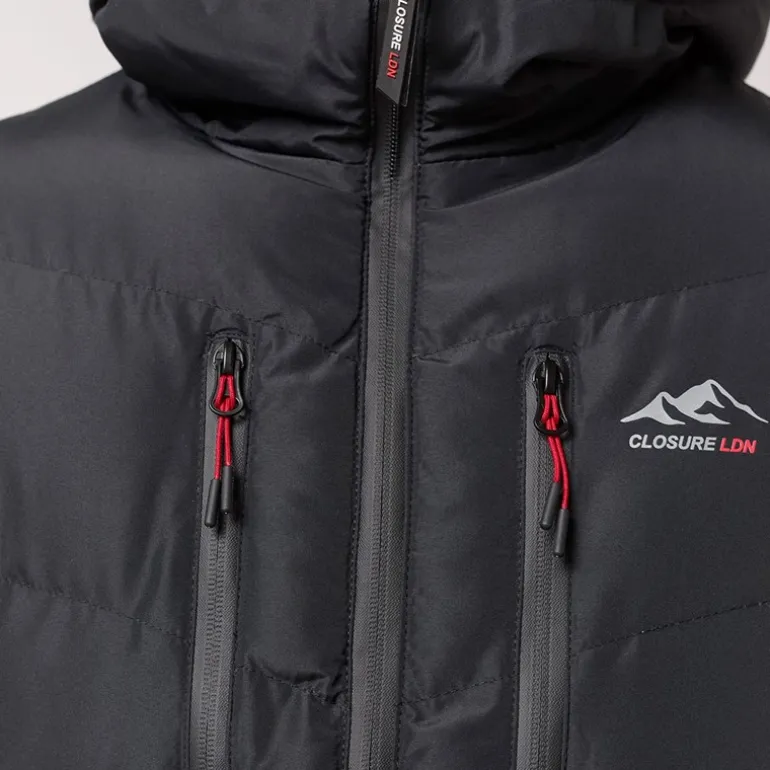 Closure London Herren Tech Logo Puffer Jacke Schwarz