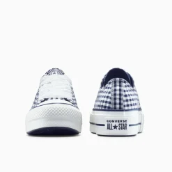 Converse Damen Chuck Taylor All Star Lift Platform Ox Gingham Turnschuhe Obsidian / Weiss / Vintage Weiss