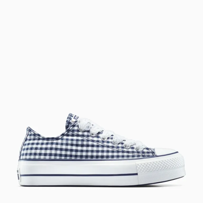 Converse Damen Chuck Taylor All Star Lift Platform Ox Gingham Turnschuhe Obsidian / Weiss / Vintage Weiss