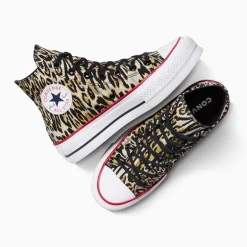 Converse Damen Chuck Taylor All Star Hi Lift Plateau Leopard Turnschuhe Schwarz/Weiß/Rot