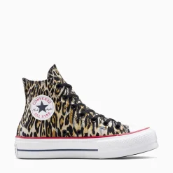 Converse Damen Chuck Taylor All Star Hi Lift Plateau Leopard Turnschuhe Schwarz/Weiß/Rot