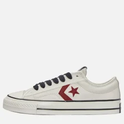 Converse Star Player 76 Leder + Wildleder Turnschuhe Egret/Egret/Park Red