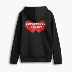 Copenhagen Legacy Herren Kapuzenpullover Herz Druck Schwarz