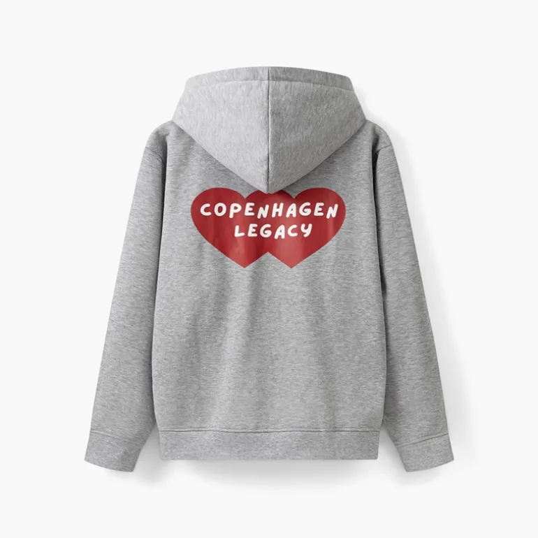 Copenhagen Legacy Herren Kapuzenpullover Herz Druck Grey Melange