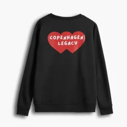 Copenhagen Legacy Herren Rundhals Herz Druck Sweatshirt Schwarz