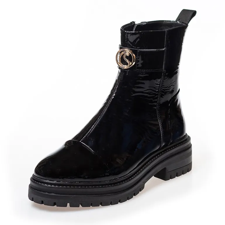 Copenhagen Shoes Damen Lady Boss Lackstiefel 038 Schwarz Lack