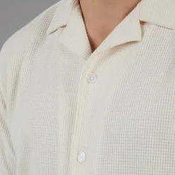 C.R.C. Herren Beerenstruktur Hemd Off White Offwhite