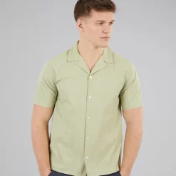 C.R.C. Herren Beere Satin Hemd Olive