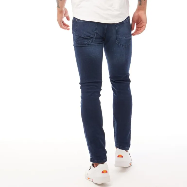 Crosshatch Herren Barbeck Jeans Slim Fit Dunkel Waschung
