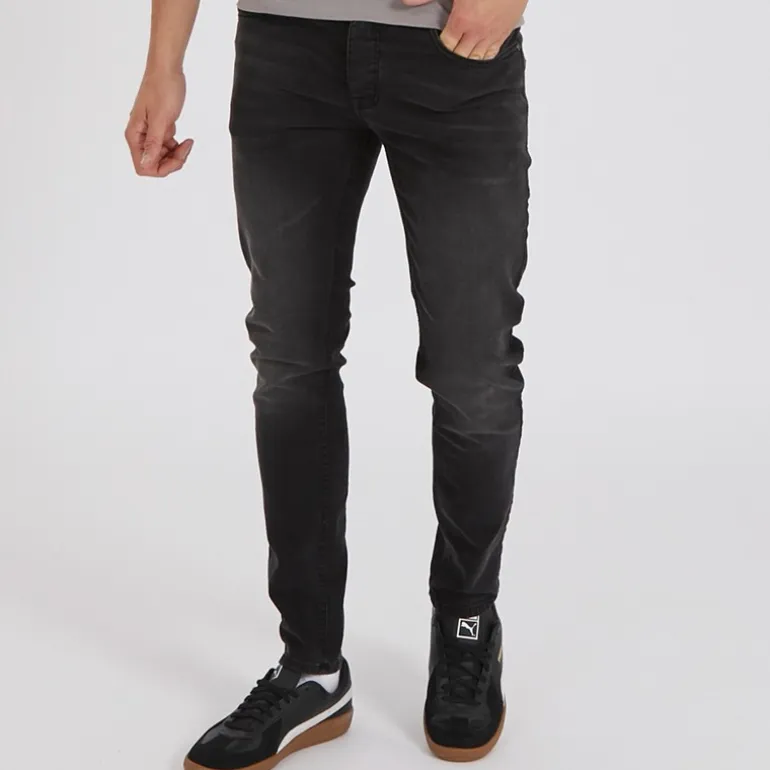Crosshatch Herren Buraca Jeans in Slim Passform Verwaschenes Schwarz
