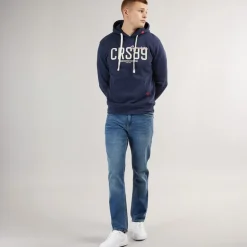 Crosshatch Herren Chas Straight Fit Jeans Mid Wash