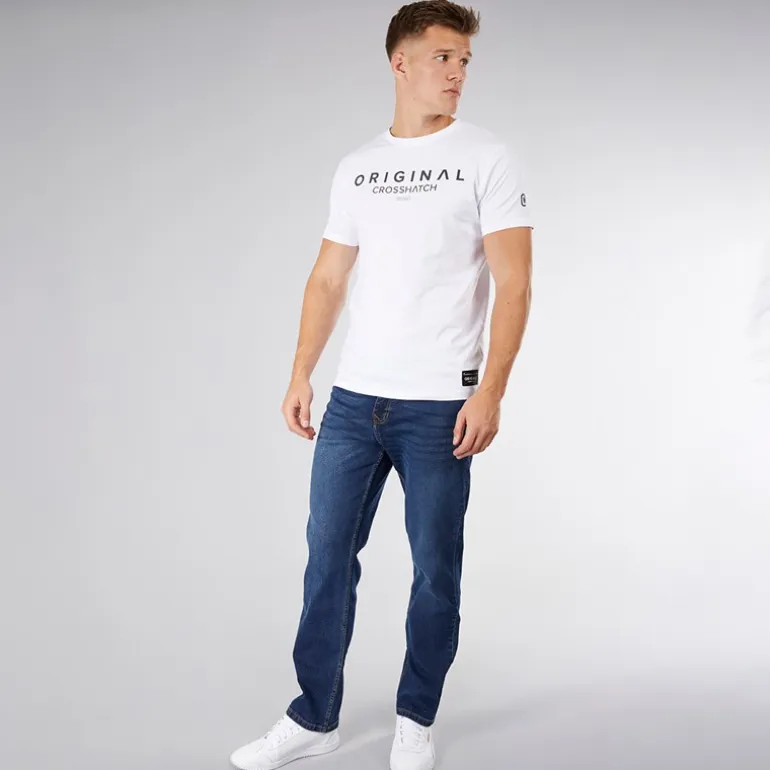 Crosshatch Herren Entspannt Lockere Passform Jeans Dunkel Gewaschen