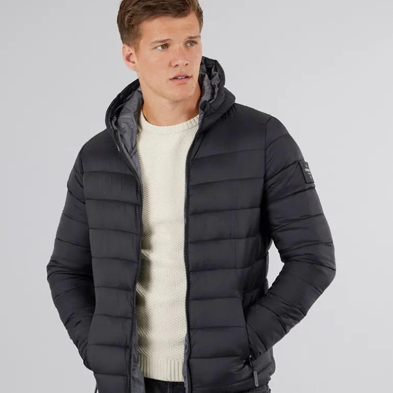 Crosshatch Herren Gattering Puffer Jacke Schwarz