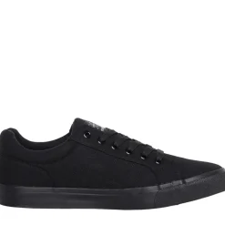 Crosshatch Herren Huseby Canvas Pumps Schwarz Mono