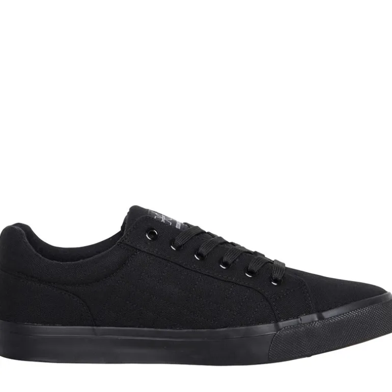 Crosshatch Herren Huseby Canvas Pumps Schwarz Mono