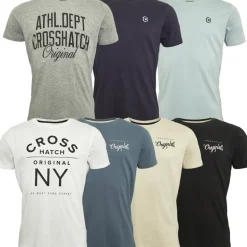 Crosshatch Herren Jackmap Sieben Pack T-Shirts Marineblau/Blau/Graumeliert/Weiß/Blau/Schwarz/Off White