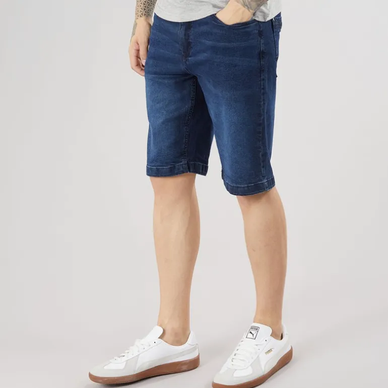 Crosshatch Herren Kamaline Denim Shorts Dark Wash