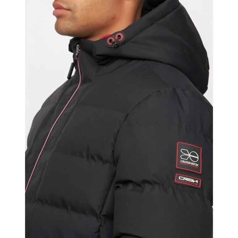 Crosshatch Herren Kampnew Geprägte Knopfleiste Jacke Schwarz