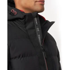 Crosshatch Herren Kampnew Geprägte Knopfleiste Jacke Schwarz