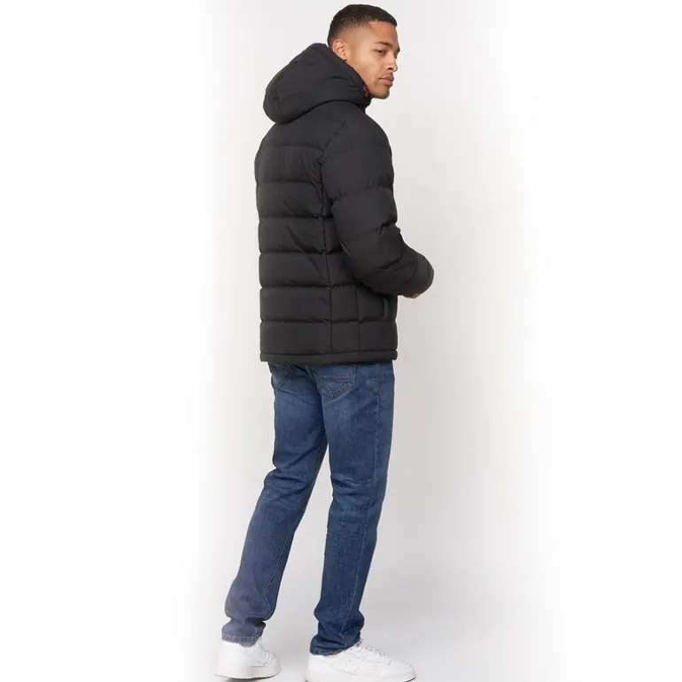 Crosshatch Herren Kampnew Geprägte Knopfleiste Jacke Schwarz