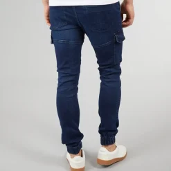 Crosshatch Herren Malimore Denim Cuffed Cargo Hose Dunkelblau