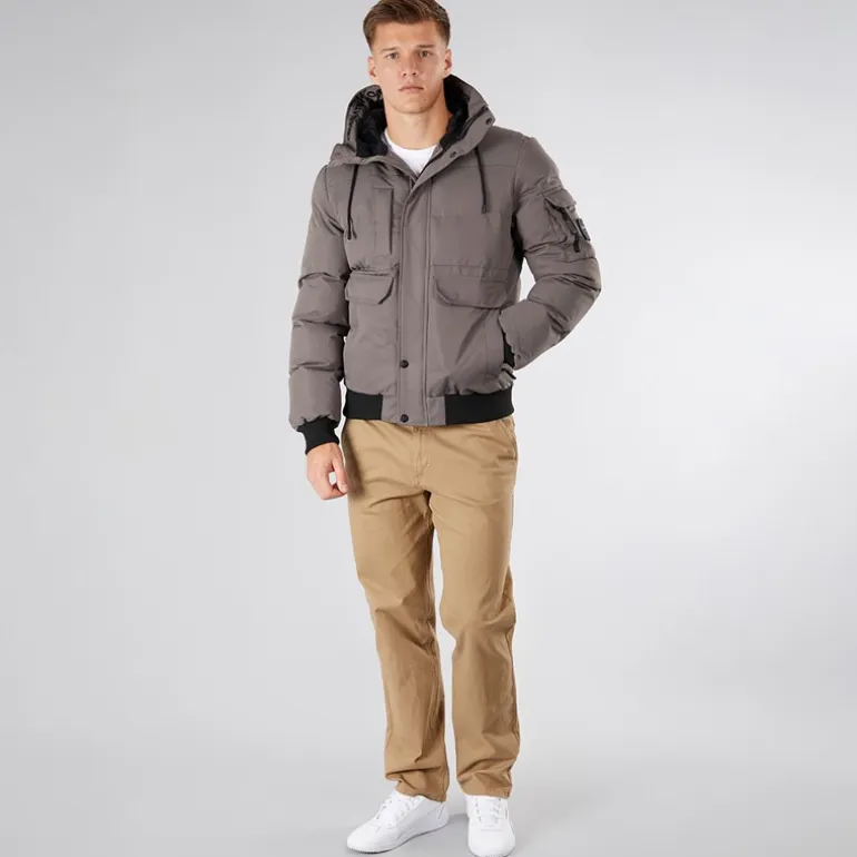 Crosshatch Herren Milwaka Fell Gefütterte Jacke mit Kapuze Anthrazit