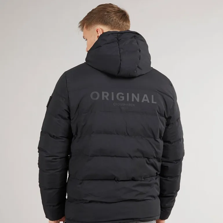 Crosshatch Herren Pittsburgh Gesteppte Kapuzenjacke Schwarz