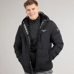 Crosshatch Herren Pittsburgh Gesteppte Kapuzenjacke Schwarz
