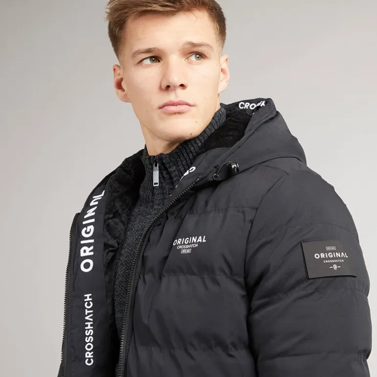 Crosshatch Herren Pittsburgh Gesteppte Kapuzenjacke Schwarz