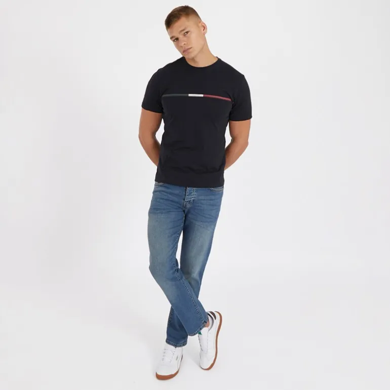Crosshatch Herren Princed Jeans gerade geschnitten Stone Wash