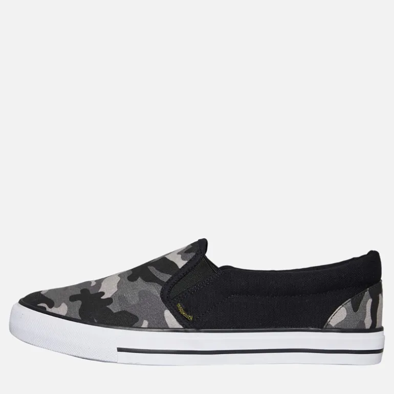Crosshatch Herren Ramp Slip On Segeltuch Sneaker Black Camo/Schwarz