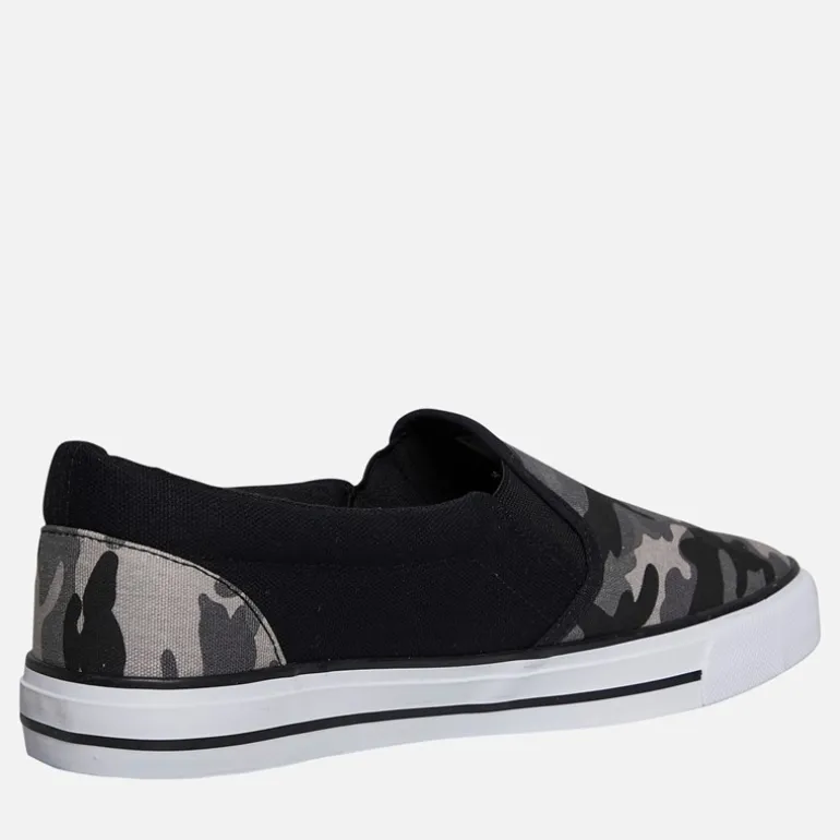 Crosshatch Herren Ramp Slip On Segeltuch Sneaker Black Camo/Schwarz