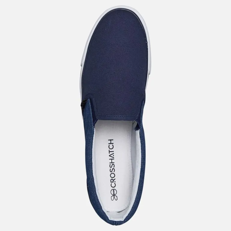 Crosshatch Herren Ramp Slip On Segeltuch Sneaker Navy/Dark Chambray
