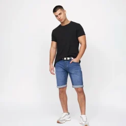 Crosshatch Herren Reestier Jeans Shorts Mittelwaschung