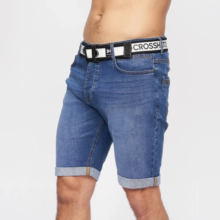 Crosshatch Herren Reestier Jeans Shorts Mittelwaschung