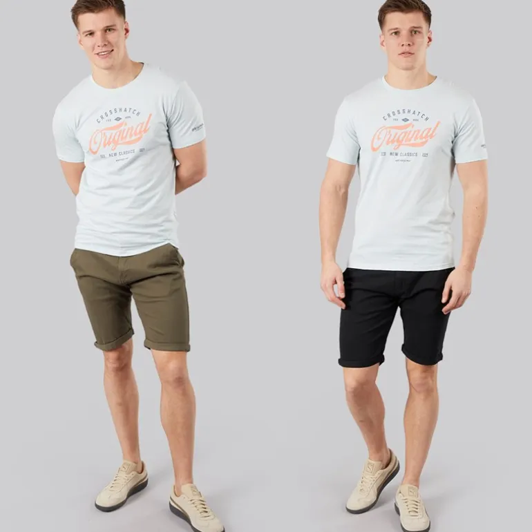 Crosshatch Herren Sinwood Zweier Pack Chino Shorts Khaki/Schwarz