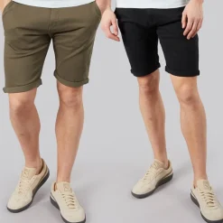 Crosshatch Herren Sinwood Zweier Pack Chino Shorts Khaki/Schwarz