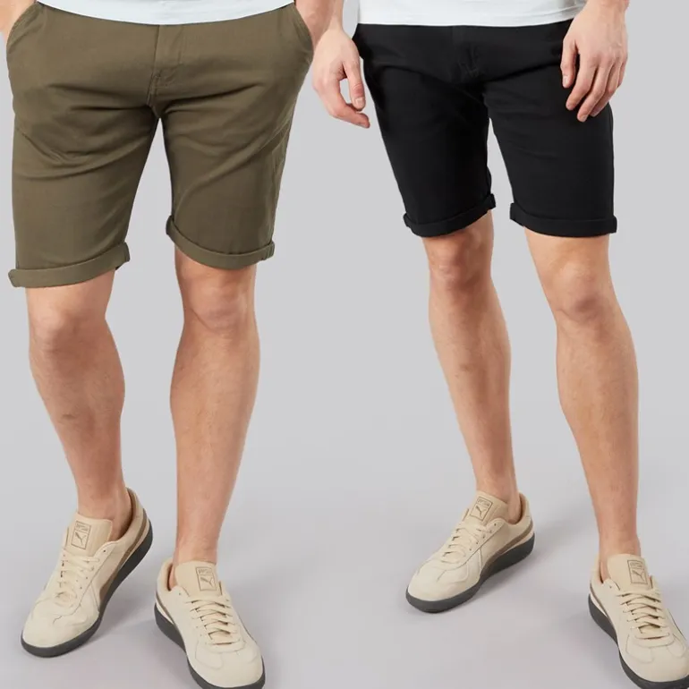 Crosshatch Herren Sinwood Zweier Pack Chino Shorts Khaki/Schwarz