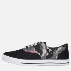 Crosshatch Herren Skywalk Canvas Pumps Black Camo/Schwarz