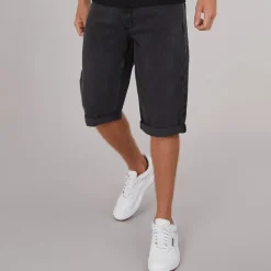 Crosshatch Herren Tillforth Baggy Jeansshorts Schwarze Waschung