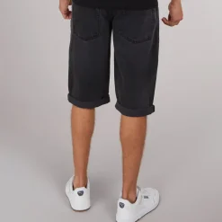 Crosshatch Herren Tillforth Baggy Jeansshorts Schwarze Waschung