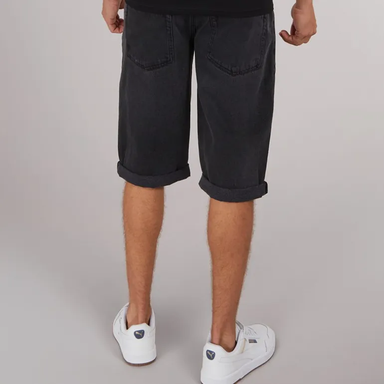 Crosshatch Herren Tillforth Baggy Jeansshorts Schwarze Waschung